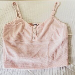 Pink Cropped Knit Cami Top